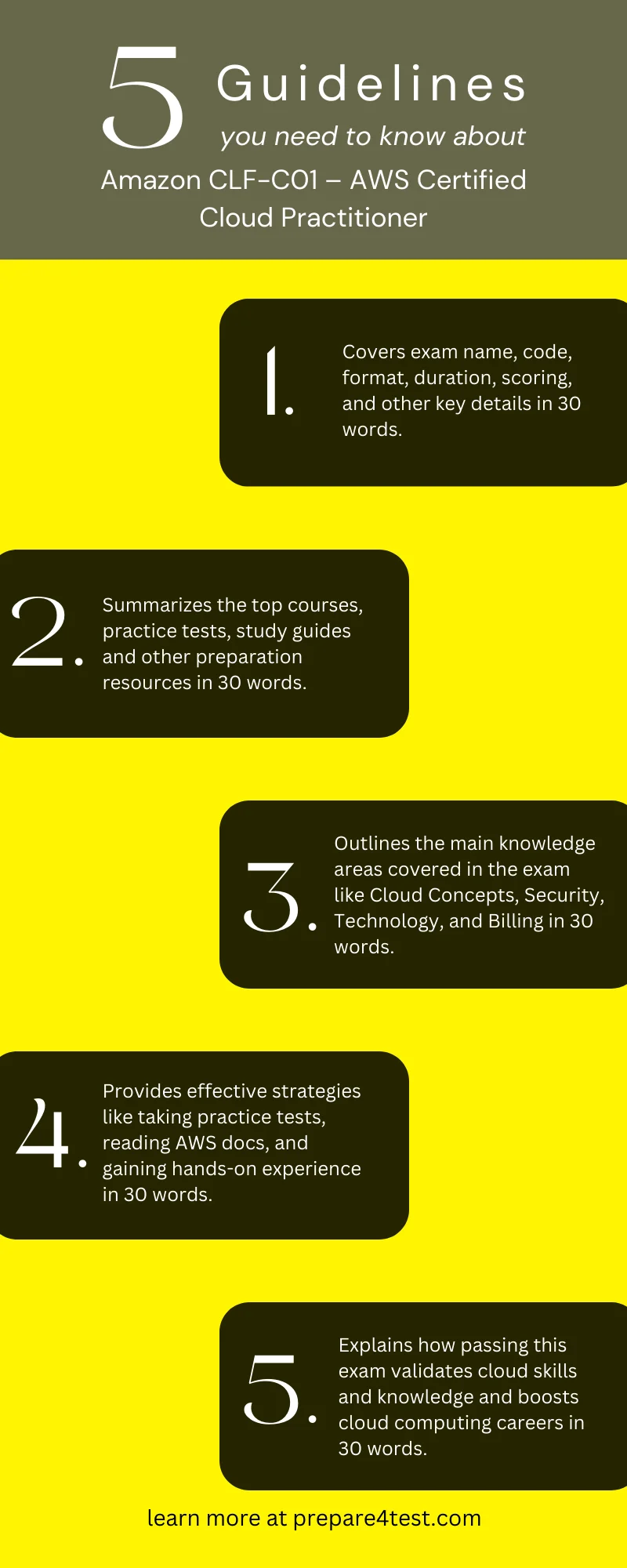 Infographic AWS Certified Cloud Practitioner 500 Practice Exam Questions